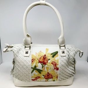 Sharif Woven White Hand-painted Handbag Hobo Bag